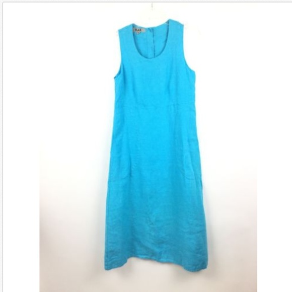 Flax Dresses & Skirts - Flax Dress Turquoise Blue Linen Maxi
